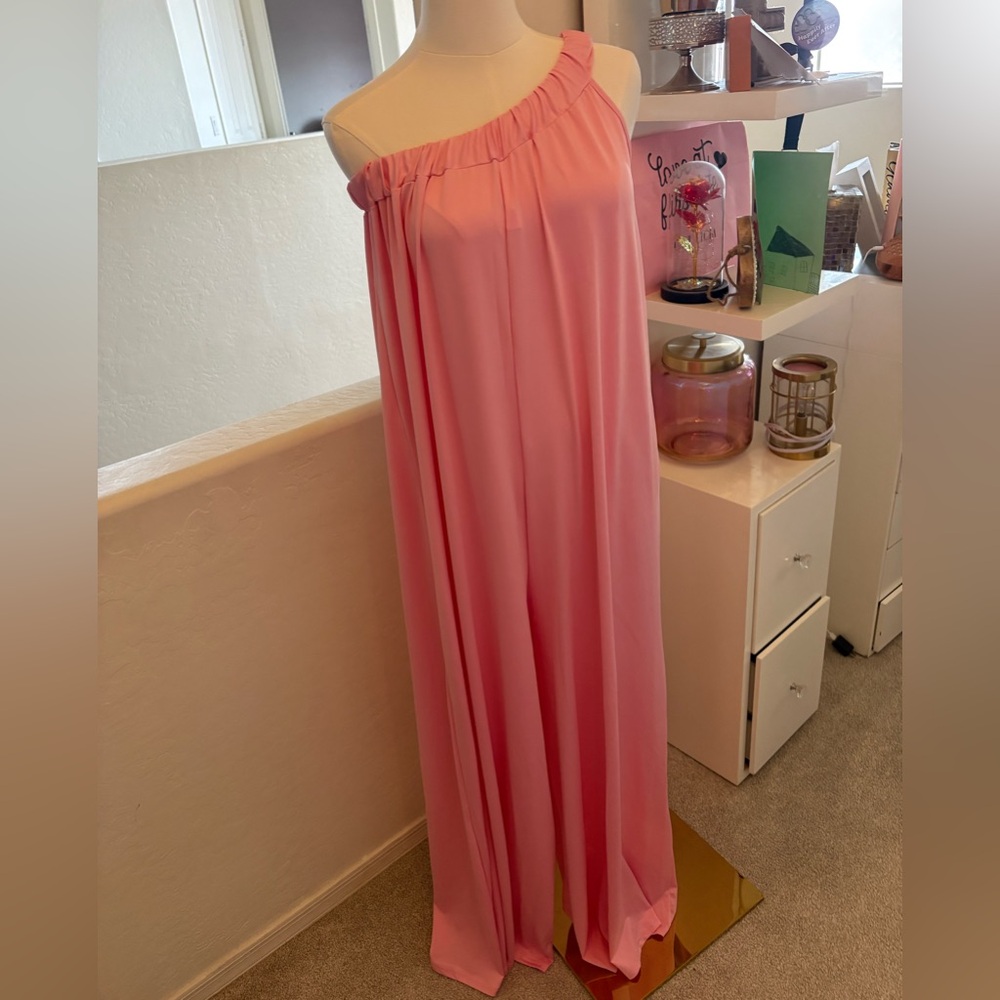 Elegant Pink Wide Leg Jumpsuit - Picture 7 of 7